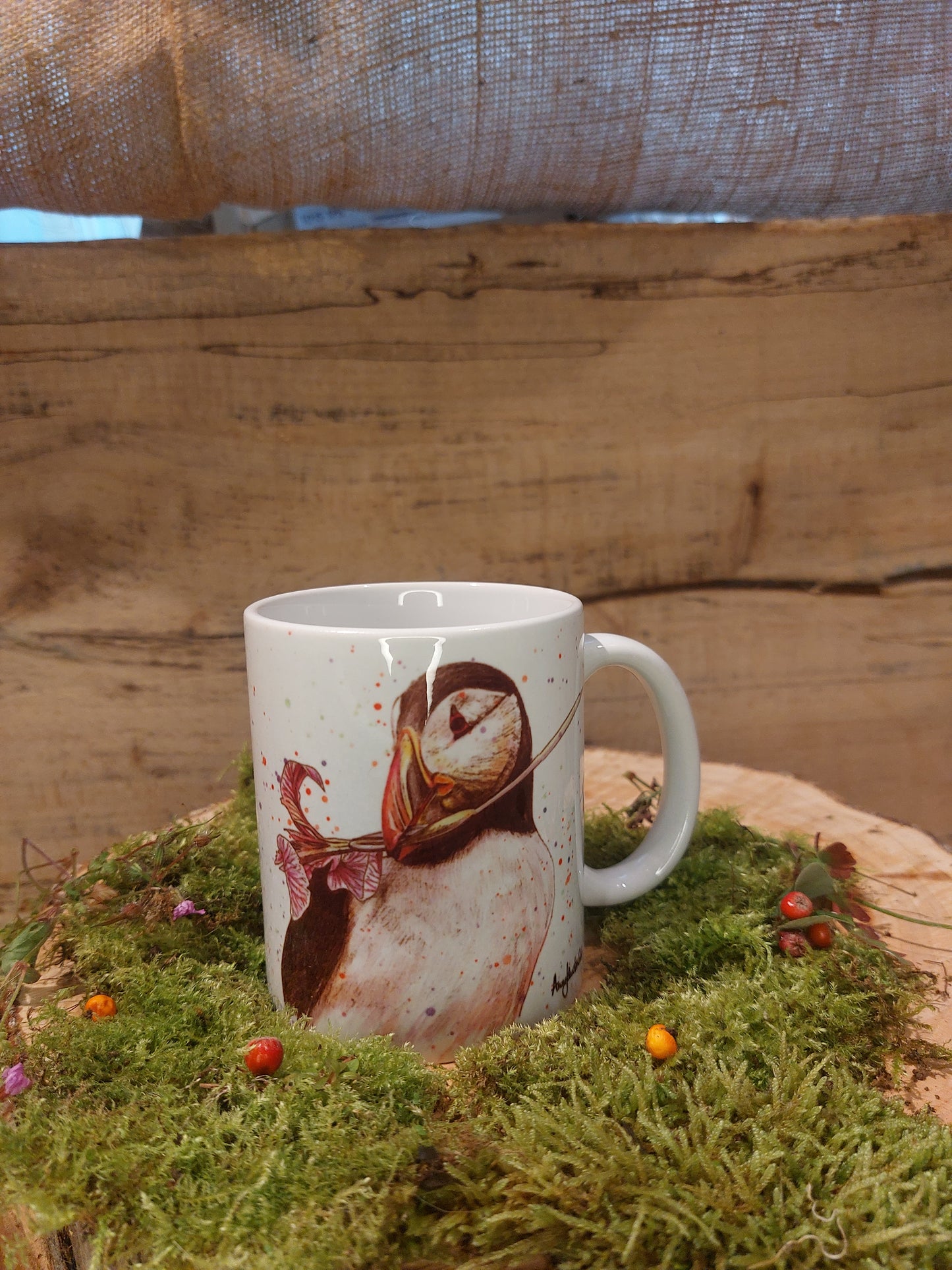 Puffin With Flower Mug