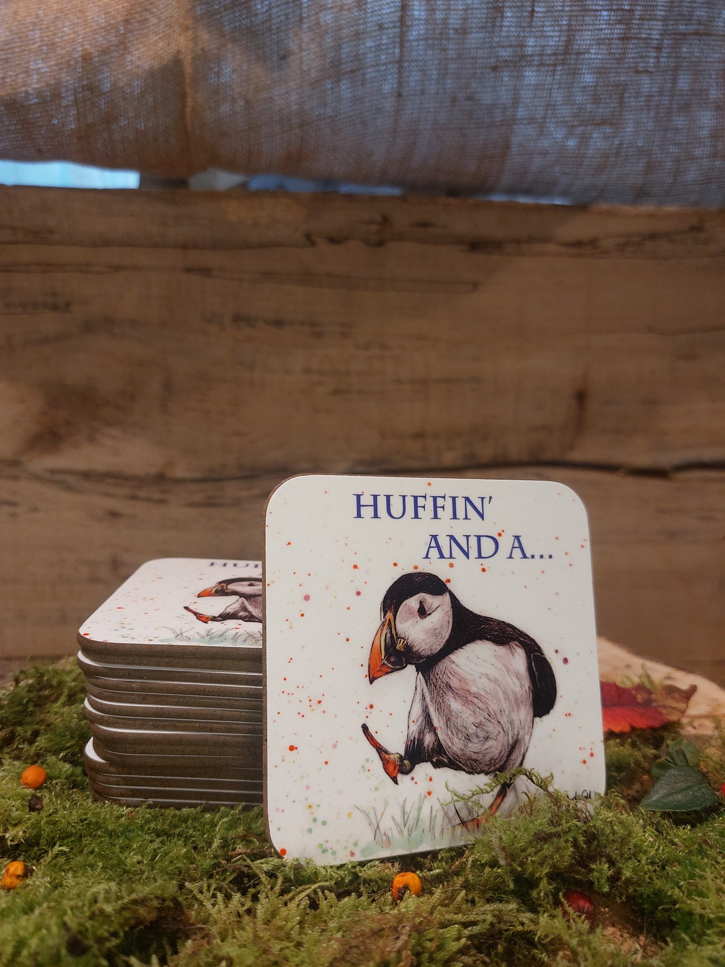 Huffin' and a Puffin Coaster