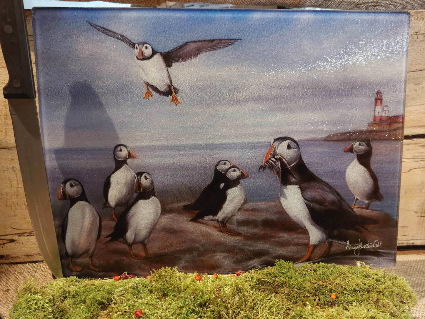 Nesting Puffins Cutting Board
