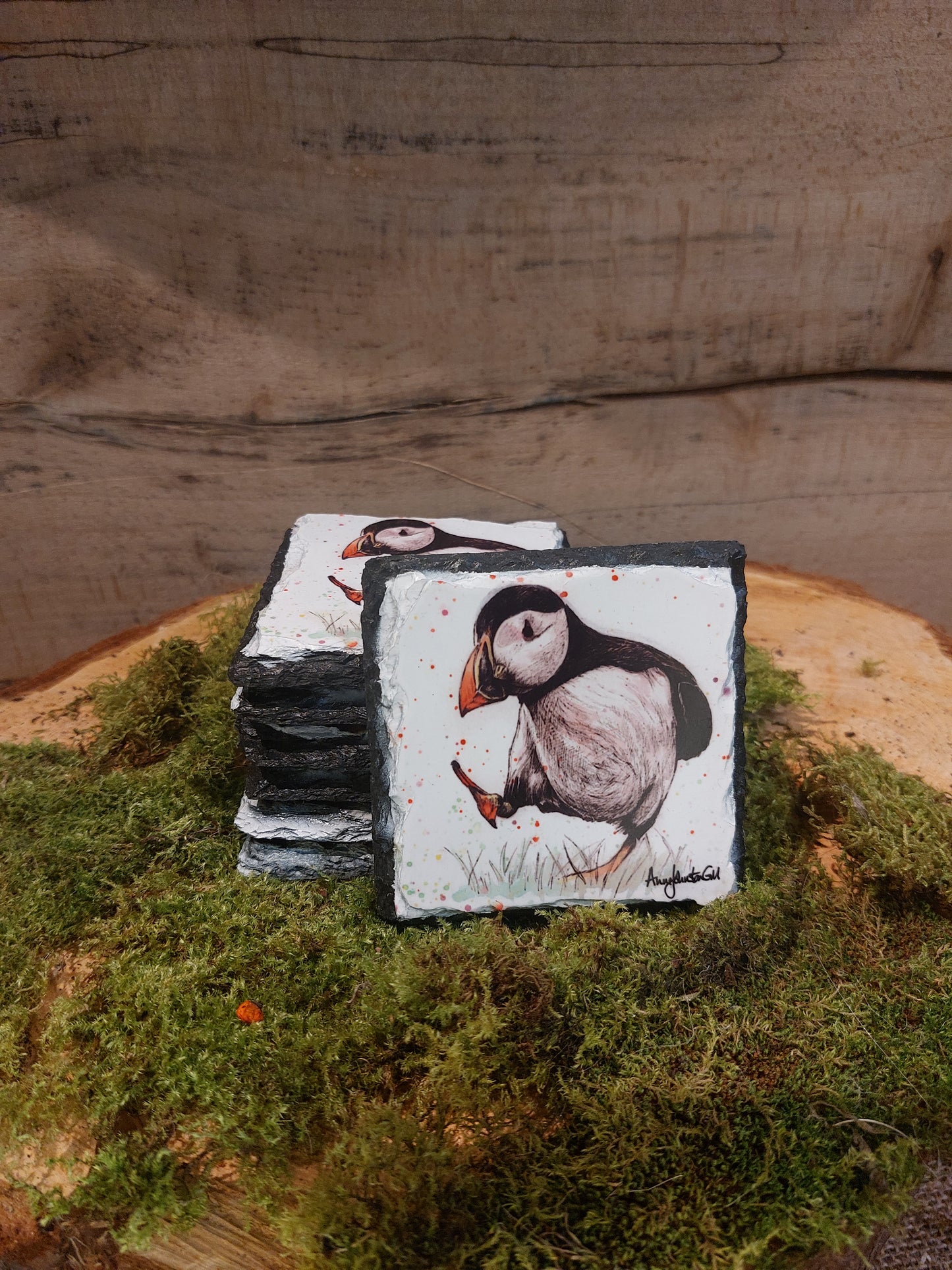 Huffin' And A Puffin Slate Coaster