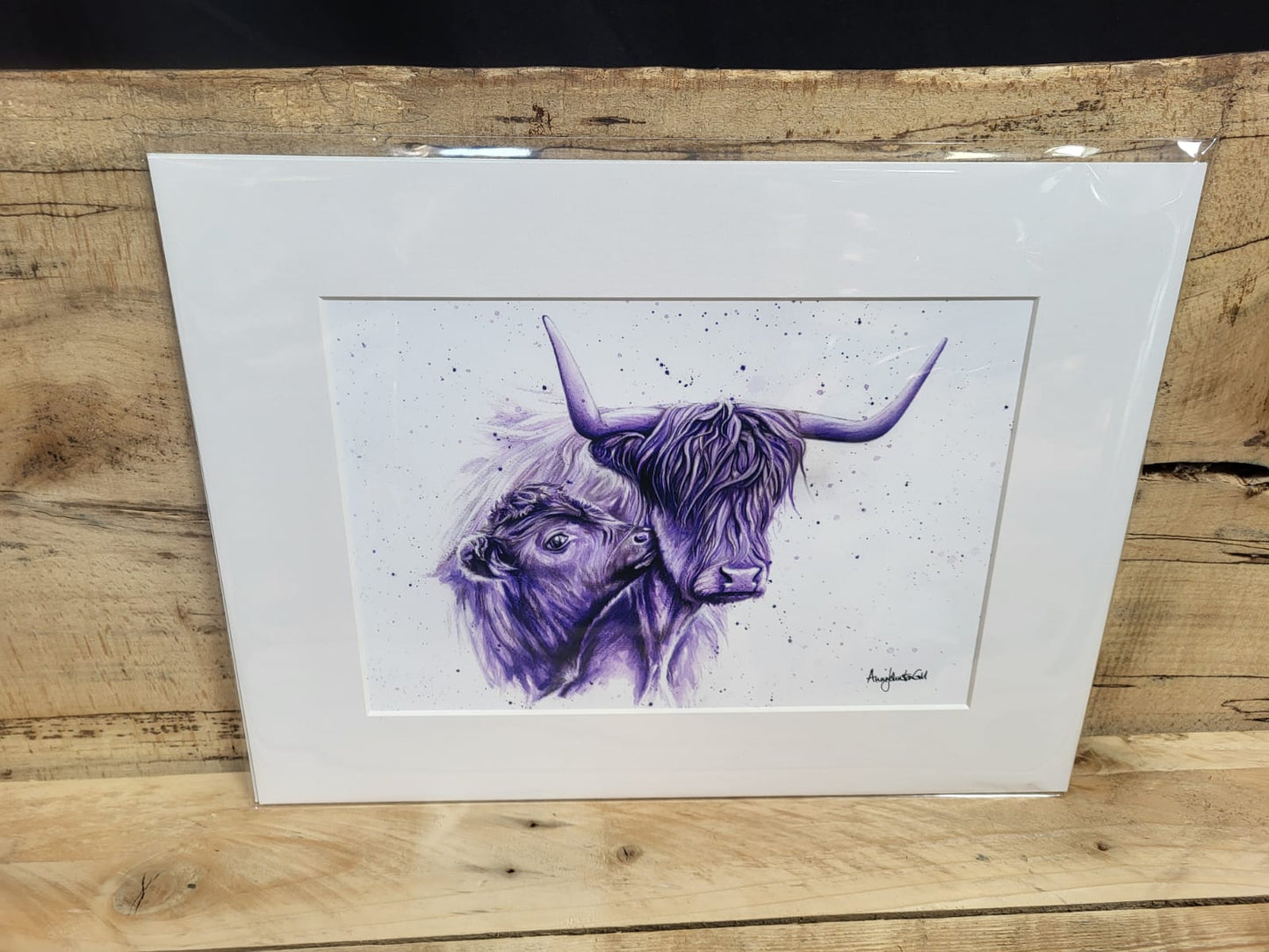 Mother and calf purple cow print