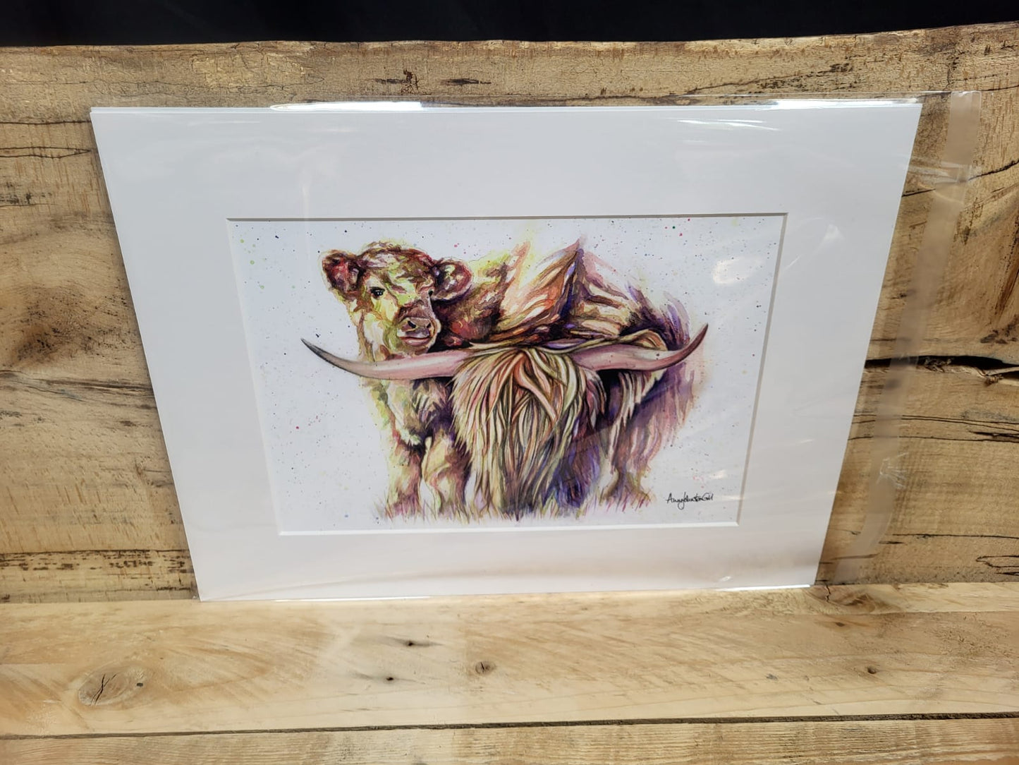 Mother and calf yellow cow print