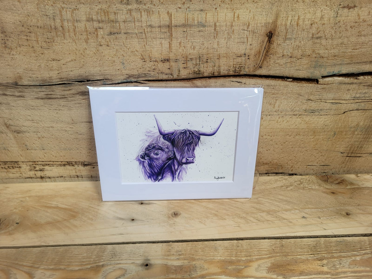 Mother and calf purple cow print