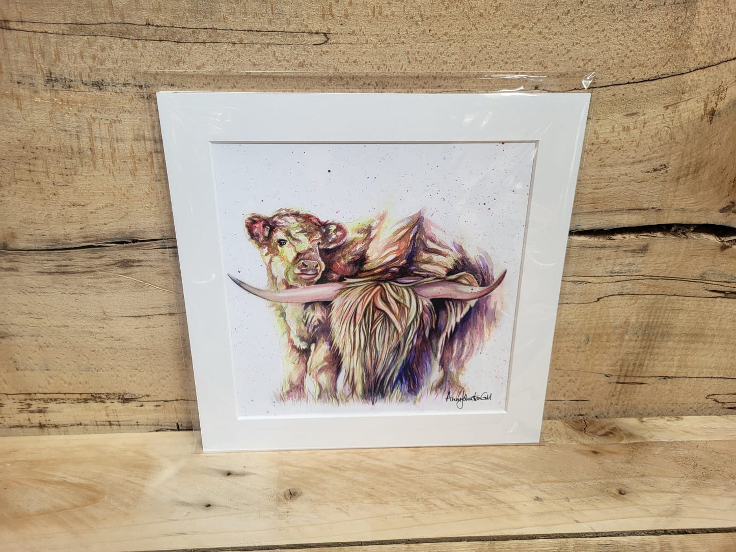 Mother and calf yellow cow print