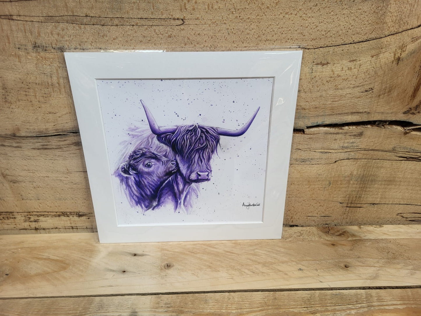 Mother and calf purple cow print
