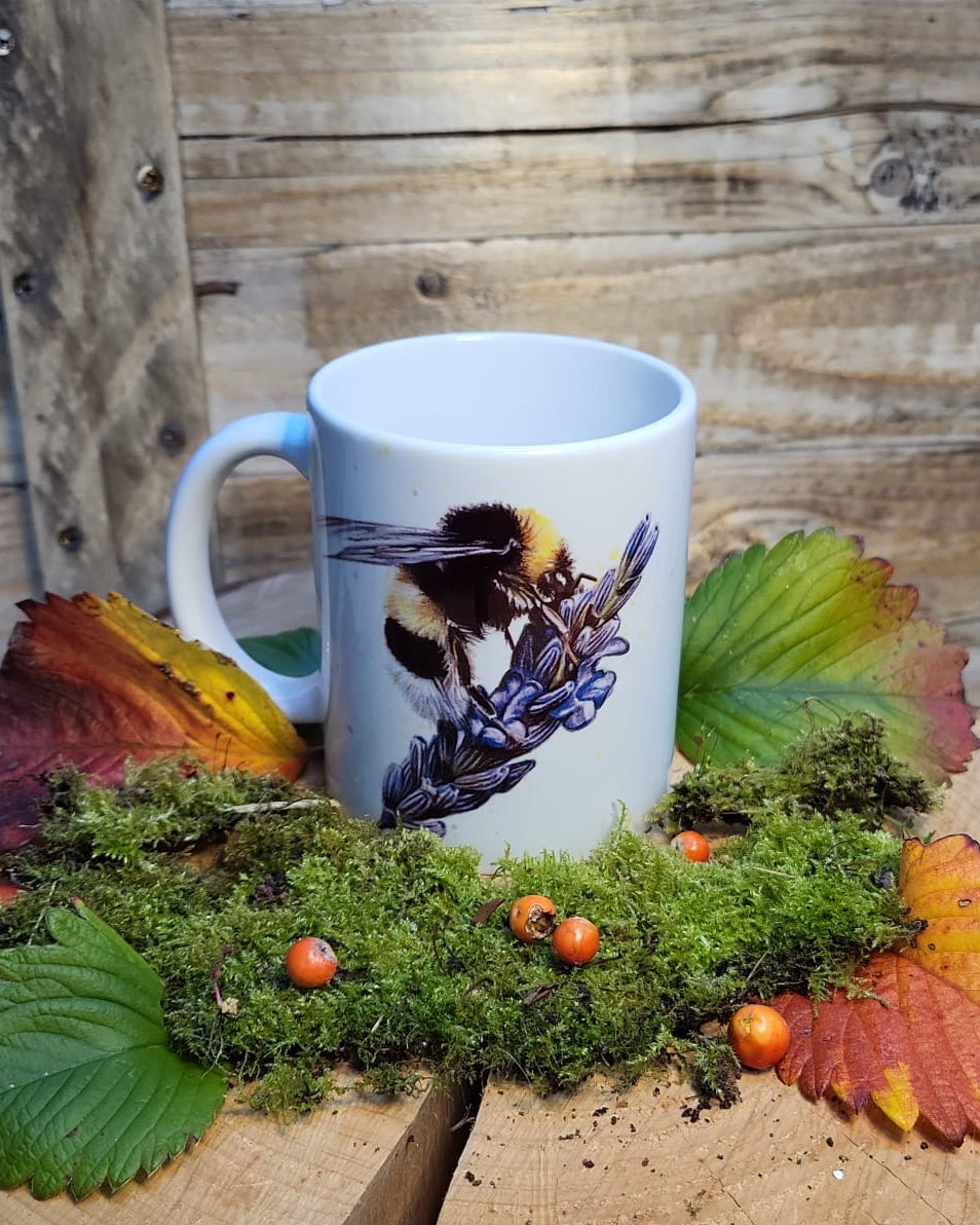 Bee on lavender mug
