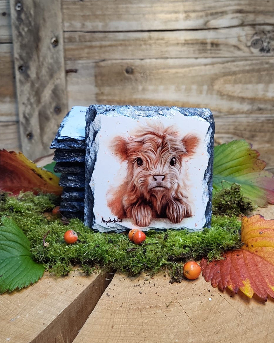 Baby Cow slate coaster