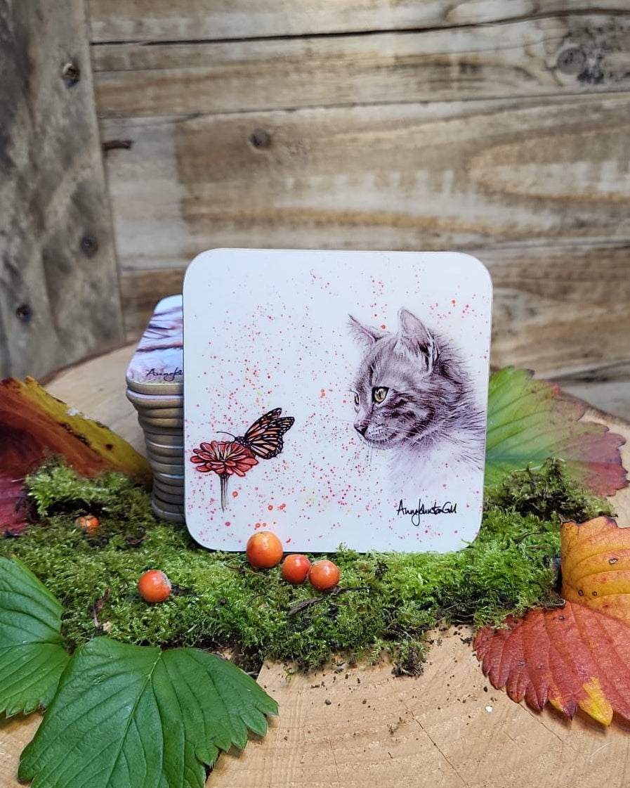 Cat butterfly coaster