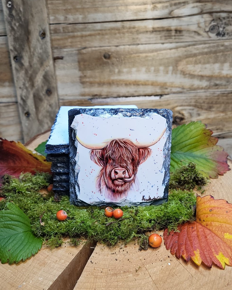 Red Cow slate coaster