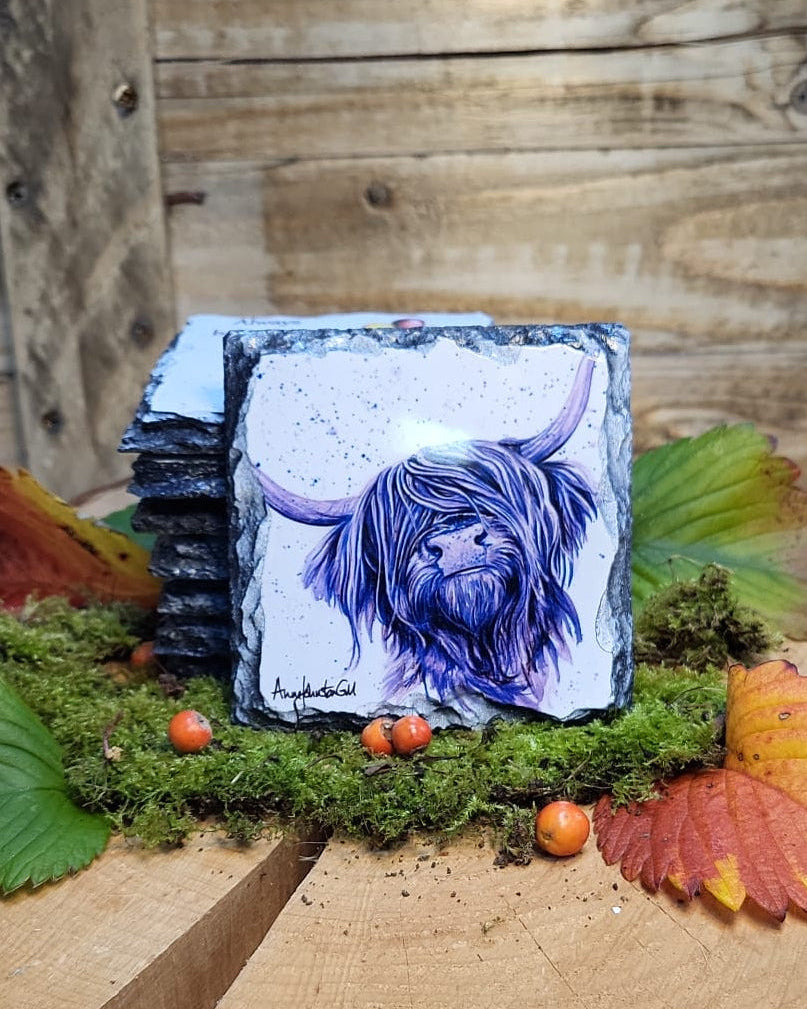 The happy cow slate coaster