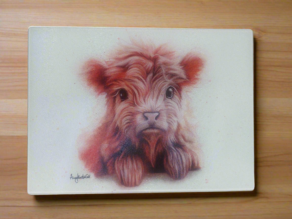 Baby cow Glass Cutting Board