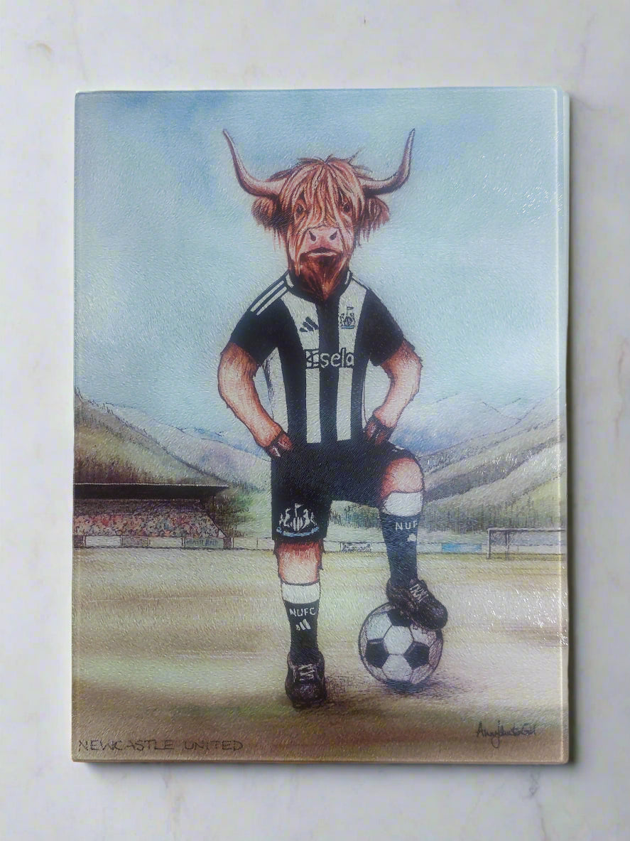 Football cow Glass Cutting Board