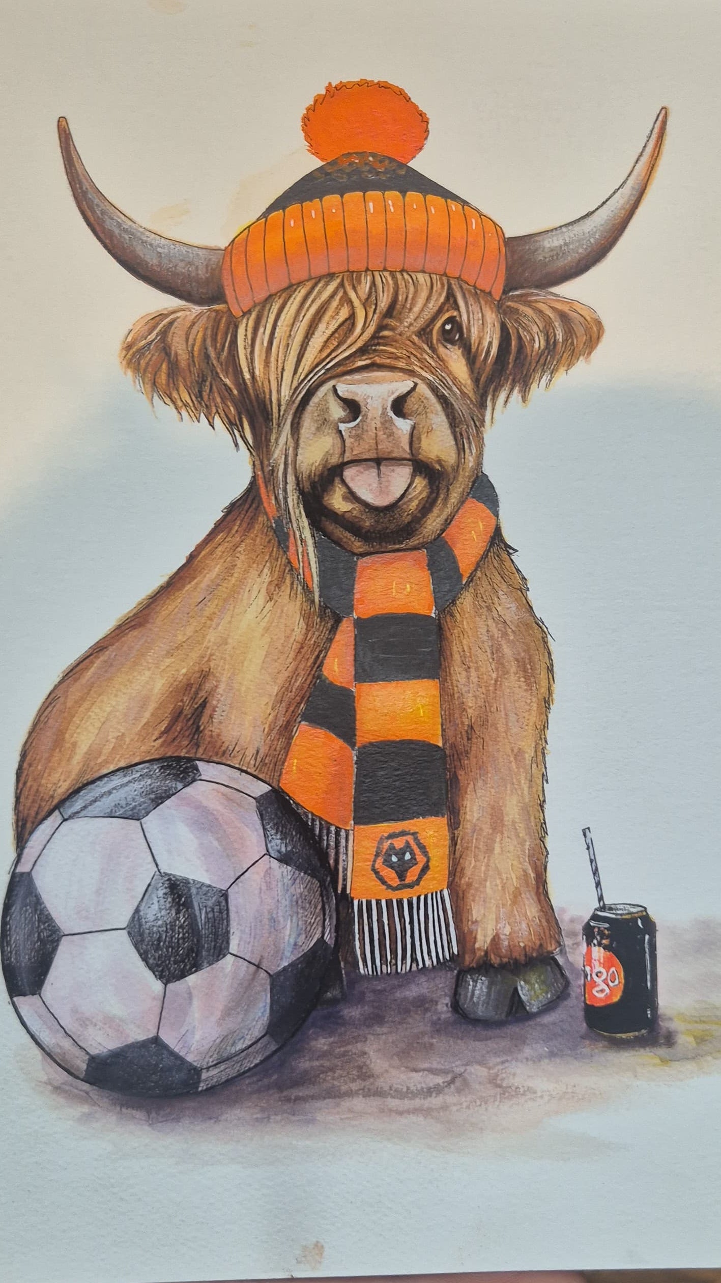Football fan cow Glass Cutting Board