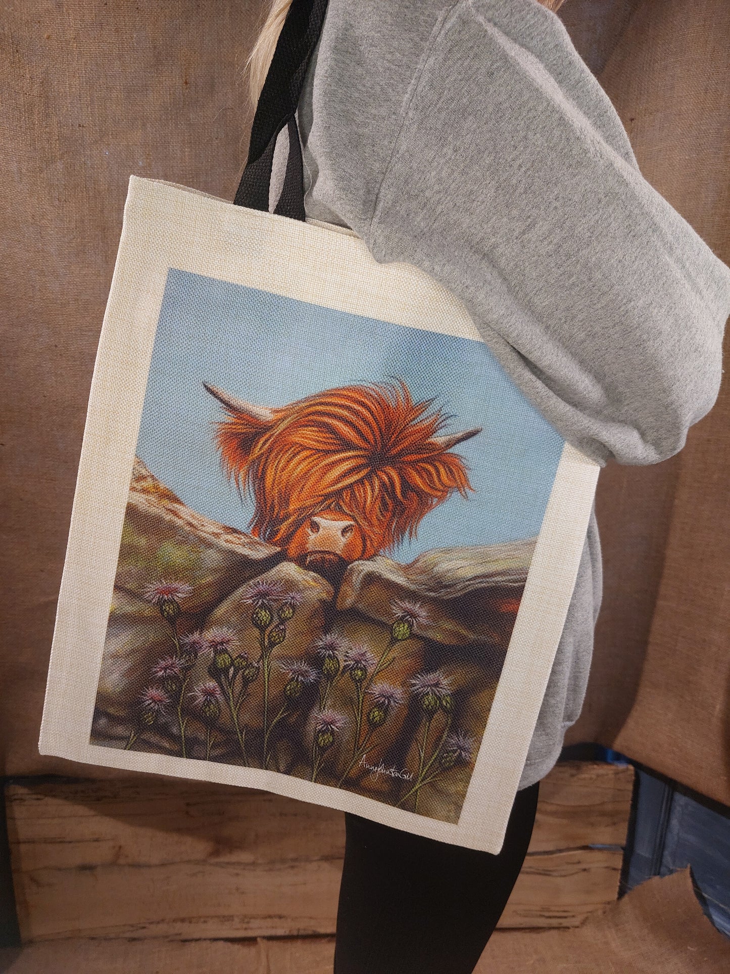 Cow on Wall Tote Bag