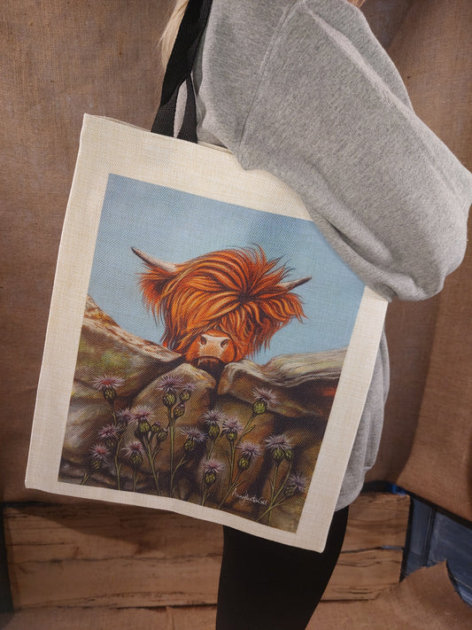 Cow on Wall Tote Bag