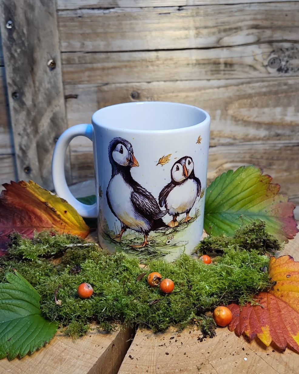 Golden Puffin mug