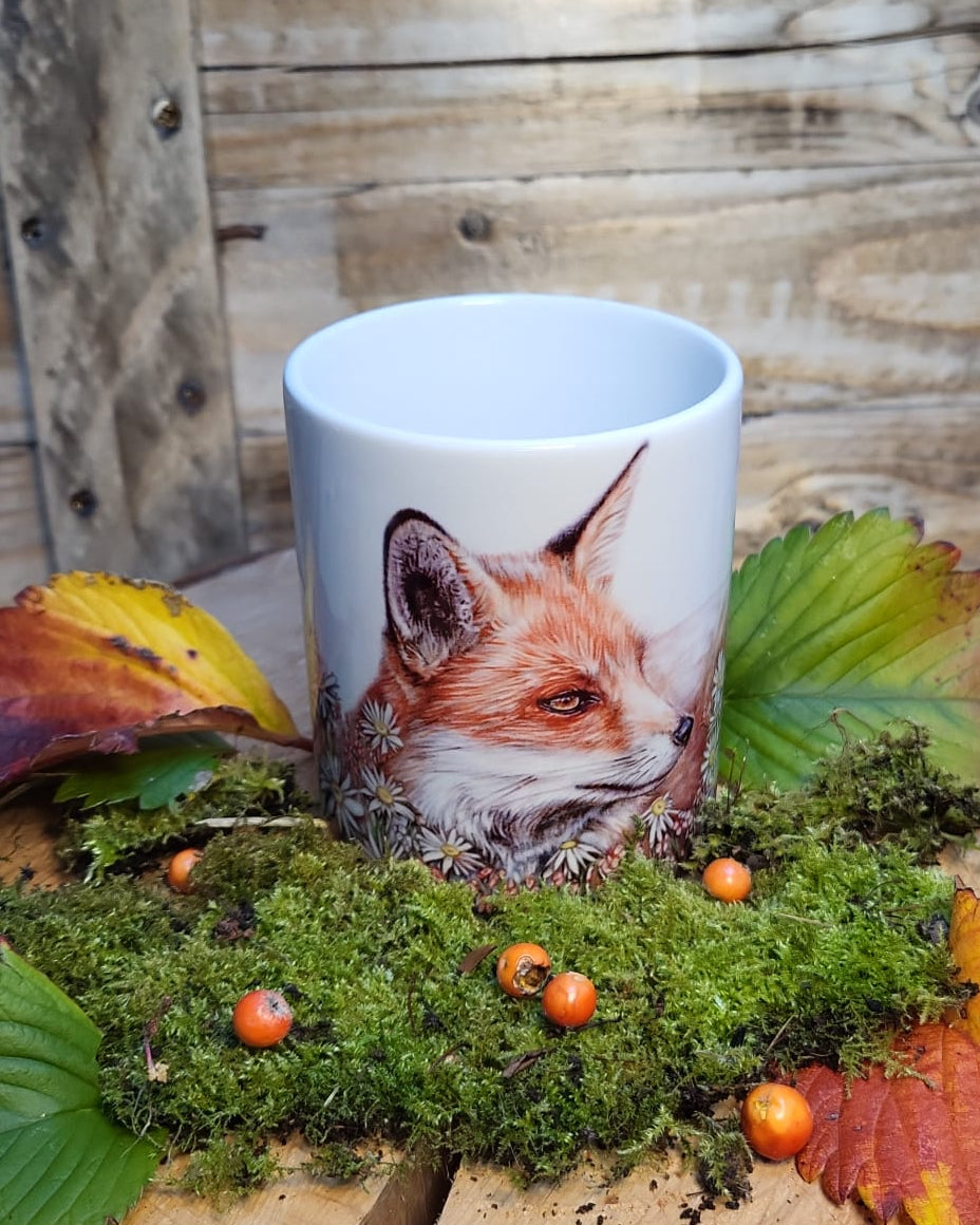 Fox in flowers mug