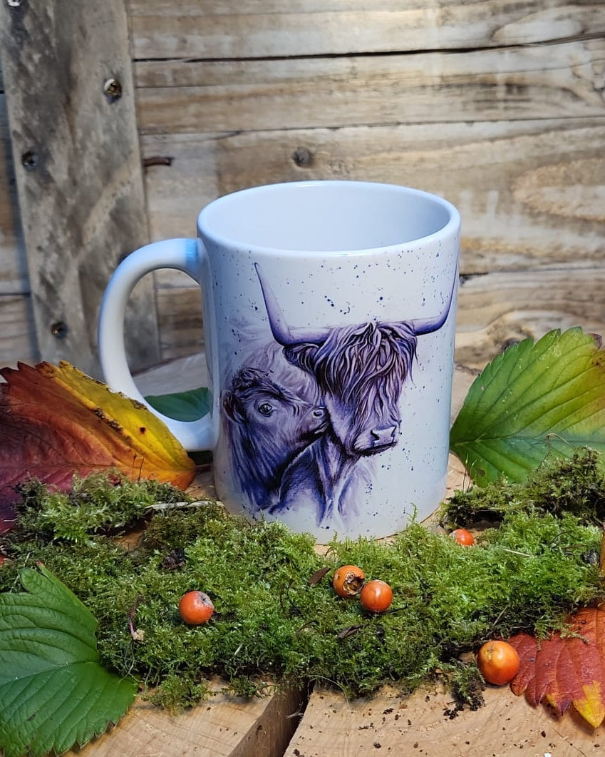 Purple cow and calf mug