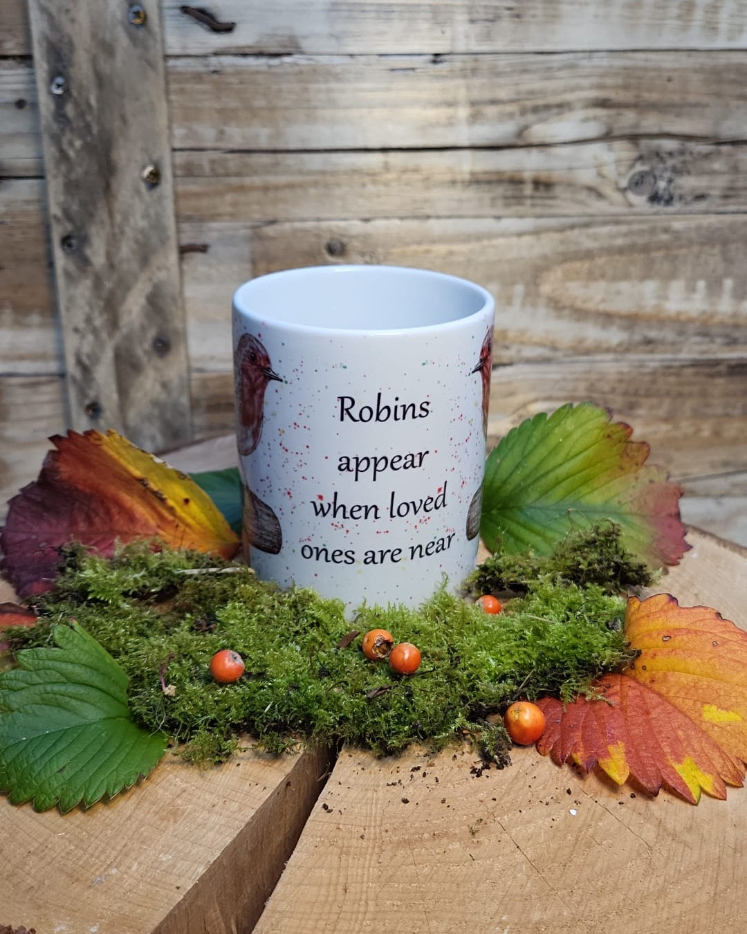 Robin on a spade mug