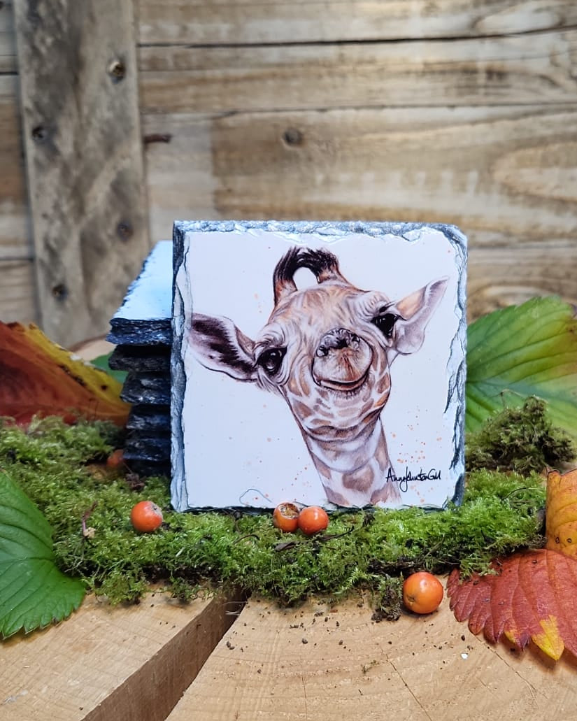 Giraffe slate coaster