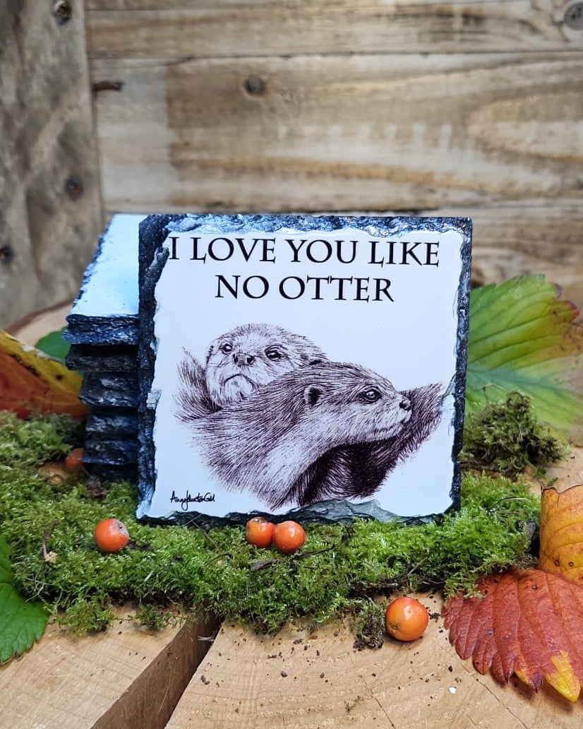 Love you like no otter slate coaster